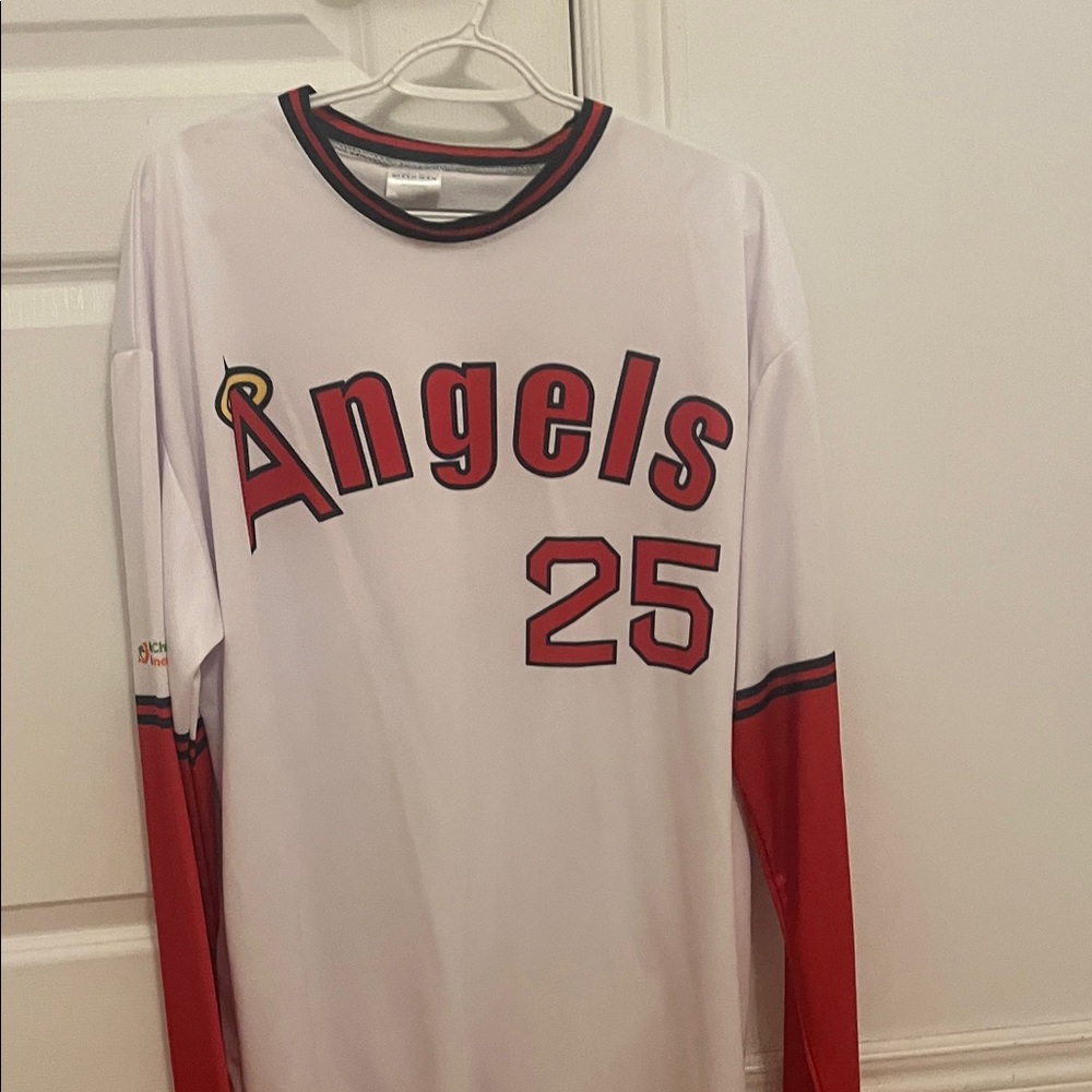 White and Red Angels Long Sleeve Jersey